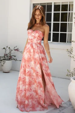 Wedding Guest Dresses|Cocktail Dresses>Hello Molly Dainty Events Strapless Maxi Dress Pink