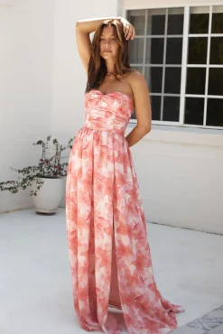 Wedding Guest Dresses|Cocktail Dresses>Hello Molly Dainty Events Strapless Maxi Dress Pink