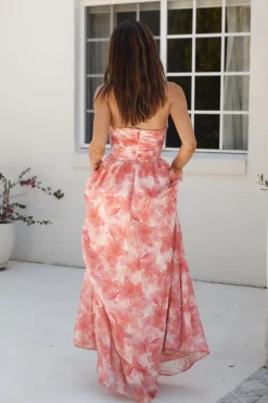 Wedding Guest Dresses|Cocktail Dresses>Hello Molly Dainty Events Strapless Maxi Dress Pink