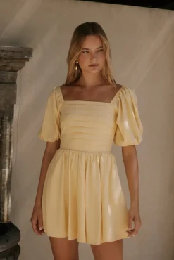 Vacation Dresses|Brunch Dresses>Hello Molly Daisy Chain Mini Dress Yellow