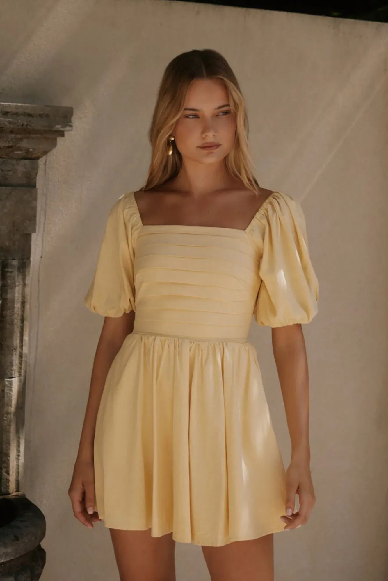 Vacation Dresses|Brunch Dresses>Hello Molly Daisy Chain Mini Dress Yellow