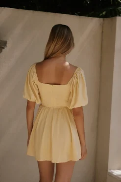 Vacation Dresses|Brunch Dresses>Hello Molly Daisy Chain Mini Dress Yellow