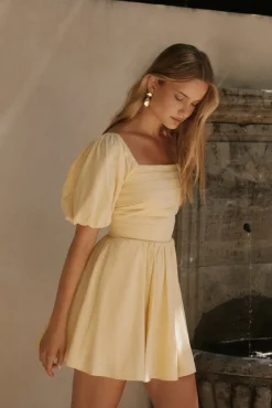 Vacation Dresses|Brunch Dresses>Hello Molly Daisy Chain Mini Dress Yellow