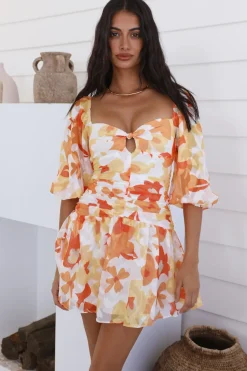 Vacation Dresses|Spring Break Dresses>Hello Molly Daisy Chains Dress Orange