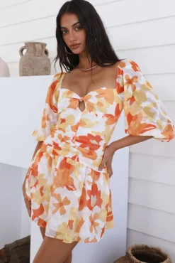 Vacation Dresses|Spring Break Dresses>Hello Molly Daisy Chains Dress Orange
