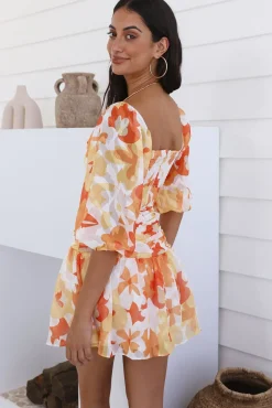 Vacation Dresses|Spring Break Dresses>Hello Molly Daisy Chains Dress Orange