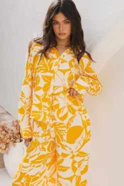 Shirts|Long Sleeve>Hello Molly Daisy Dreaming Top Yellow