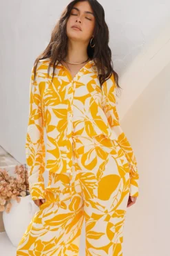 Shirts|Long Sleeve>Hello Molly Daisy Dreaming Top Yellow
