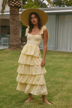Vacation Dresses|Brunch Dresses>SOFIE THE LABEL Dalia Maxi Dress Yellow