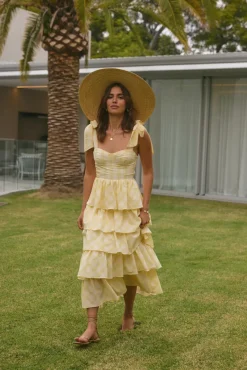 Vacation Dresses|Brunch Dresses>SOFIE THE LABEL Dalia Maxi Dress Yellow