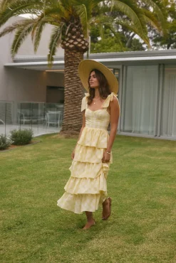 Vacation Dresses|Brunch Dresses>SOFIE THE LABEL Dalia Maxi Dress Yellow