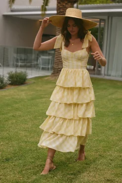 Vacation Dresses|Brunch Dresses>SOFIE THE LABEL Dalia Maxi Dress Yellow
