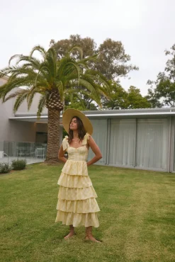 Vacation Dresses|Brunch Dresses>SOFIE THE LABEL Dalia Maxi Dress Yellow