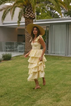 Vacation Dresses|Brunch Dresses>SOFIE THE LABEL Dalia Maxi Dress Yellow