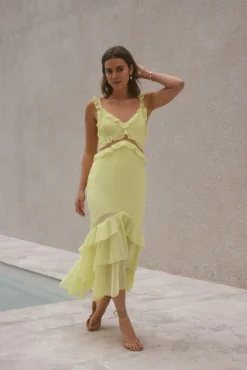 Wedding Guest Dresses|Cocktail Dresses>Hello Molly Dance Away Maxi Dress Yellow