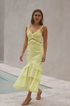Wedding Guest Dresses|Cocktail Dresses>Hello Molly Dance Away Maxi Dress Yellow