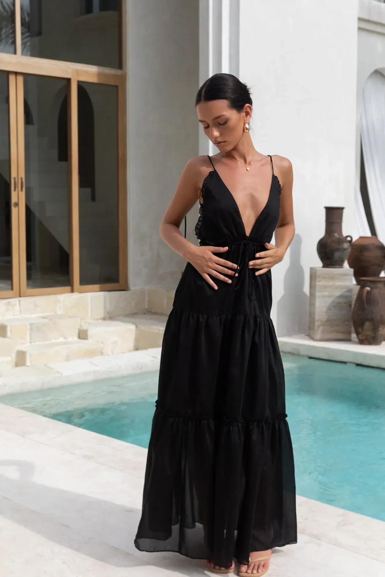 Vacation Dresses|Spring Break Dresses>Hello Molly Dance In The Dark Halter Maxi Dress Black
