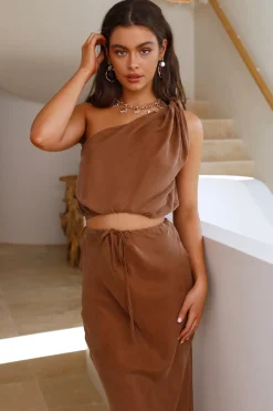 Cropped>Hello Molly Dandelion Dreaming Crop Top Brown