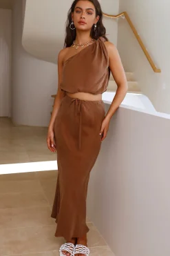 Cropped>Hello Molly Dandelion Dreaming Crop Top Brown