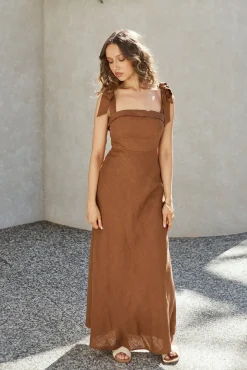 Brunch Dresses|Casual Dresses>Hello Molly Daphne Maxi Dress Brown
