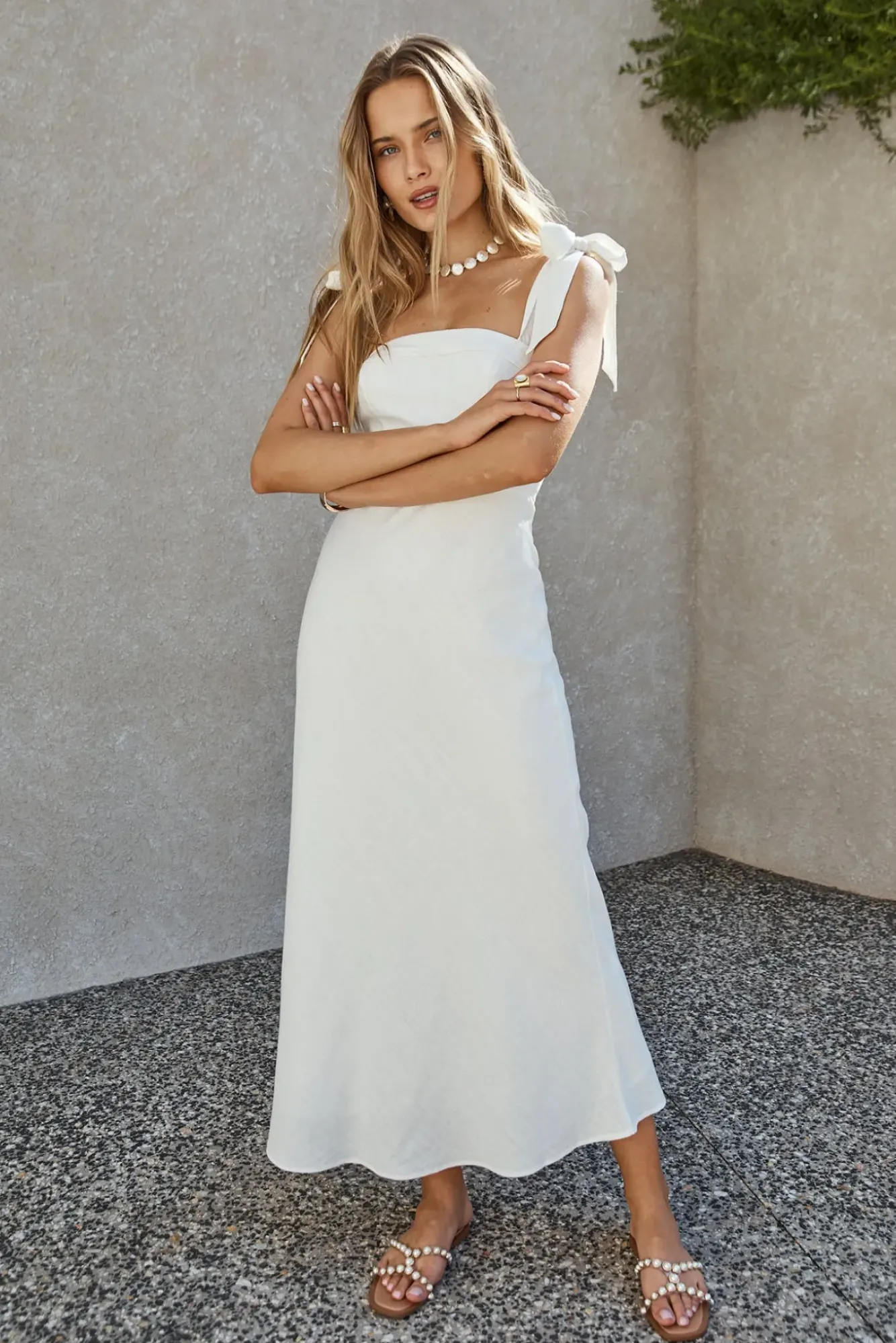 Vacation Dresses|Brunch Dresses>Hello Molly Daphne Maxi Dress White