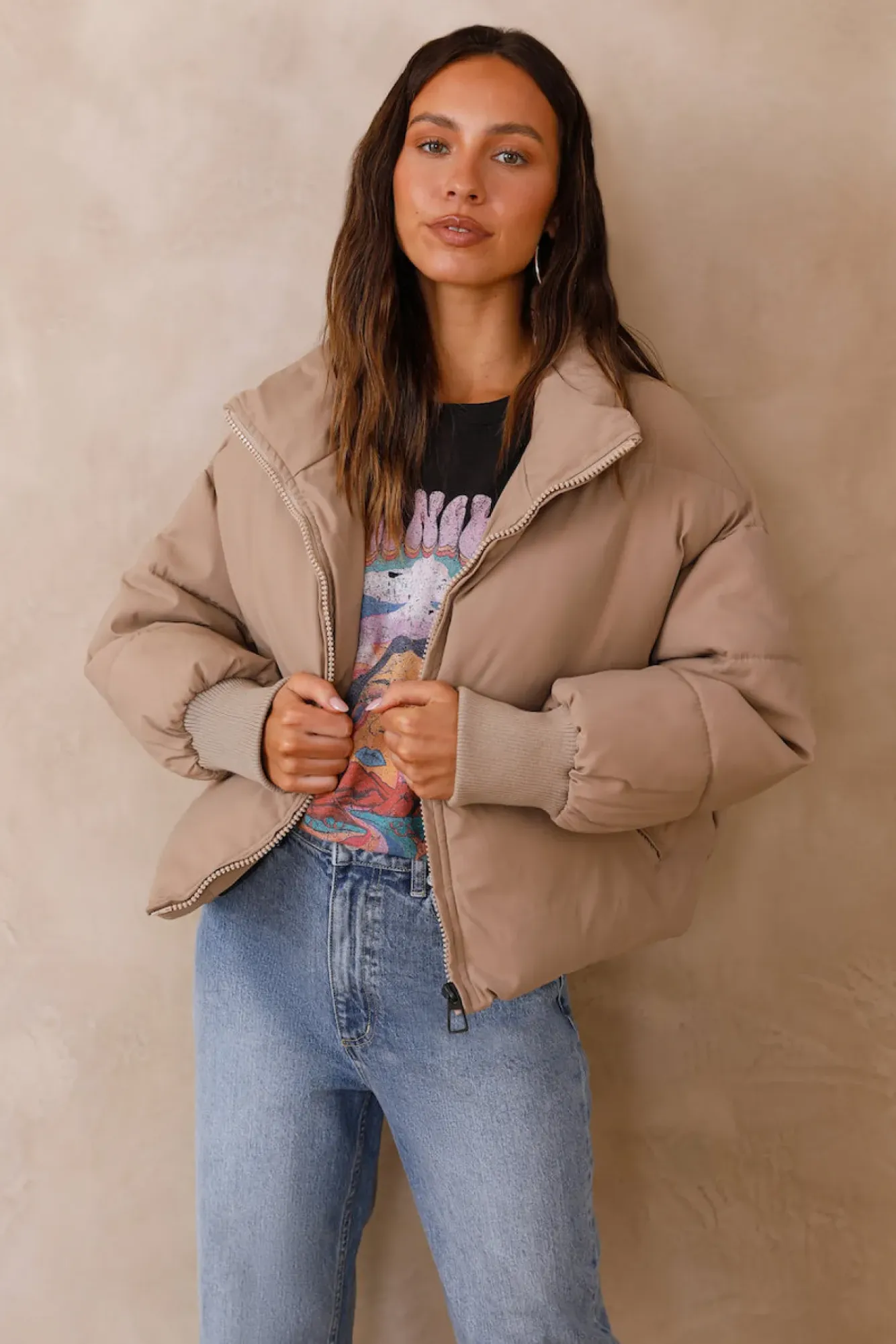 Jackets|Long Sleeve>Hello Molly Day After Jacket Beige