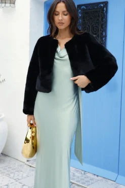 Jackets>Hello Molly Day By Day Faux Fur Cropped Jacket Black