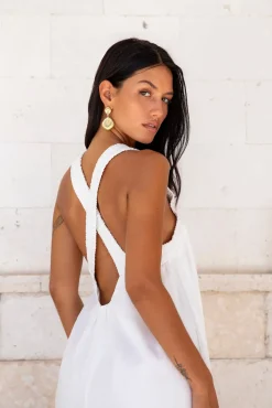 Vacation Dresses|Casual Dresses>Fortunate One Dear Eclipse Maxi Dress White