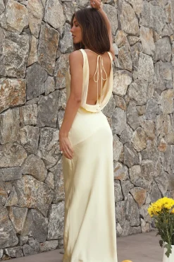 Formal Dresses|Bridesmaid Dresses>Hello Molly Dear Me Satin Maxi Dress Yellow