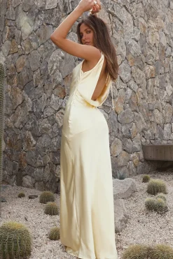 Formal Dresses|Bridesmaid Dresses>Hello Molly Dear Me Satin Maxi Dress Yellow