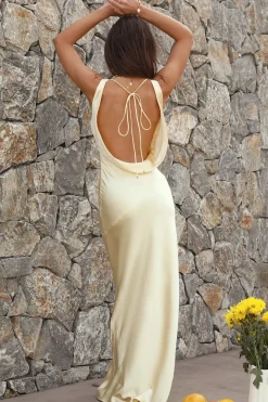 Formal Dresses|Bridesmaid Dresses>Hello Molly Dear Me Satin Maxi Dress Yellow