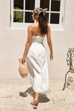 Cocktail Dresses|Brunch Dresses>Hello Molly Deep Breaths Strapless Maxi Dress White