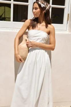 Cocktail Dresses|Brunch Dresses>Hello Molly Deep Breaths Strapless Maxi Dress White