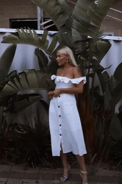 Vacation Dresses|Spring Break Dresses>Hello Molly Deep End Midi Dress White
