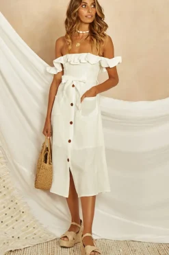 Vacation Dresses|Spring Break Dresses>Hello Molly Deep End Midi Dress White