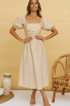 Vacation Dresses|Spring Break Dresses>Hello Molly Delfino Maxi Dress Tan