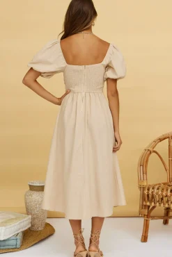 Vacation Dresses|Spring Break Dresses>Hello Molly Delfino Maxi Dress Tan