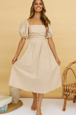 Vacation Dresses|Spring Break Dresses>Hello Molly Delfino Maxi Dress Tan