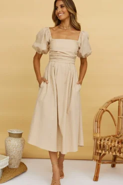 Vacation Dresses|Spring Break Dresses>Hello Molly Delfino Maxi Dress Tan