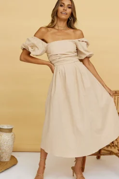 Vacation Dresses|Spring Break Dresses>Hello Molly Delfino Maxi Dress Tan
