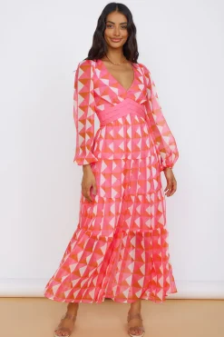 Brunch Dresses|Multipattern Dresses>Hello Molly Delightful Dream Maxi Dress Pink