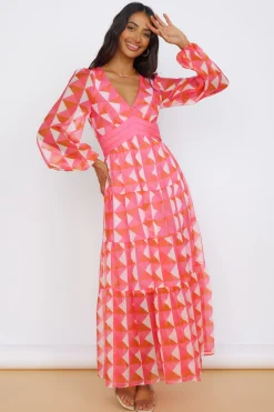 Brunch Dresses|Multipattern Dresses>Hello Molly Delightful Dream Maxi Dress Pink