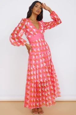 Brunch Dresses|Multipattern Dresses>Hello Molly Delightful Dream Maxi Dress Pink