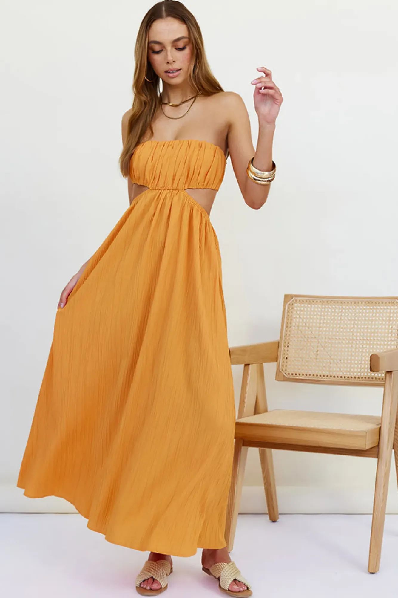 Vacation Dresses|Spring Break Dresses>Hello Molly Delphina Maxi Dress Orange