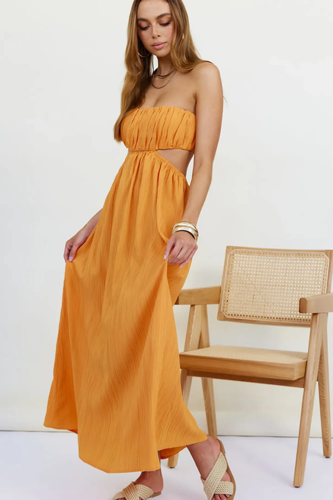 Vacation Dresses|Spring Break Dresses>Hello Molly Delphina Maxi Dress Orange