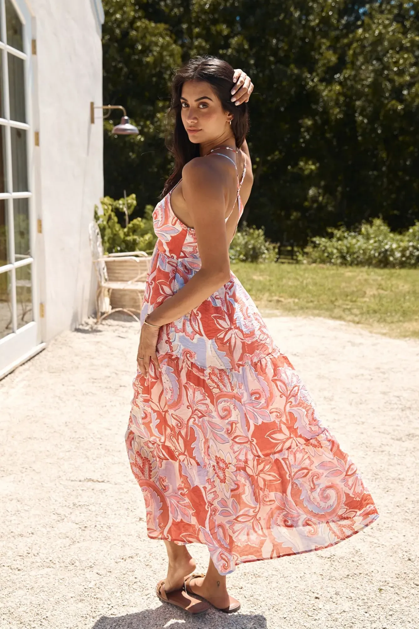 Vacation Dresses|Spring Break Dresses>Hello Molly Desert Mirage Maxi Dress Orange