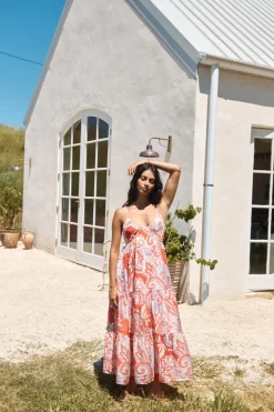 Vacation Dresses|Spring Break Dresses>Hello Molly Desert Mirage Maxi Dress Orange