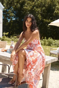 Vacation Dresses|Spring Break Dresses>Hello Molly Desert Mirage Maxi Dress Orange