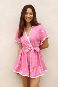 Rompers>Hello Molly Destined To Be Romper Pink