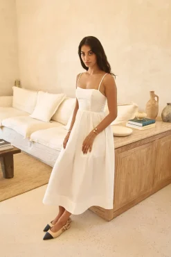 Cocktail Dresses|Brunch Dresses>Hello Molly Diamond Eyes Midi Dress White